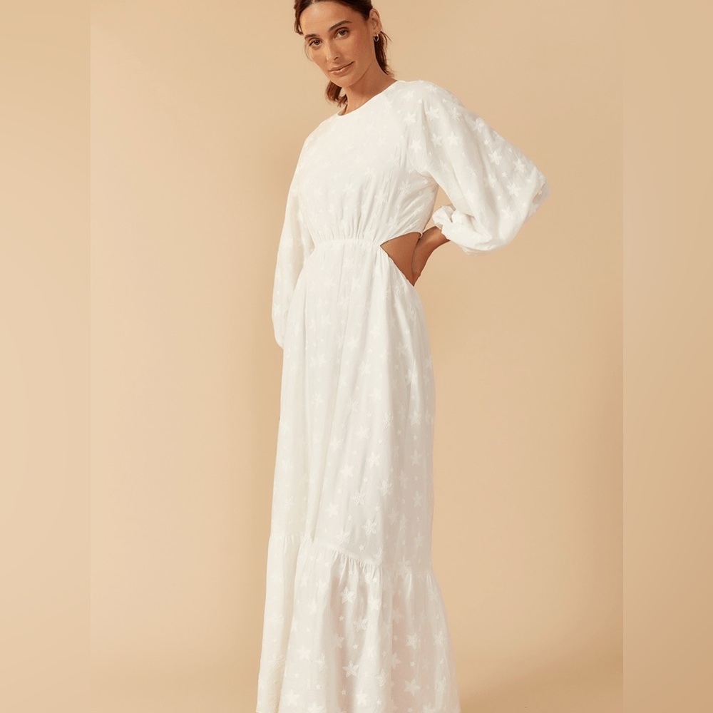 Dress To Embroidered Cotton Cropped Dress with Mix Star Print